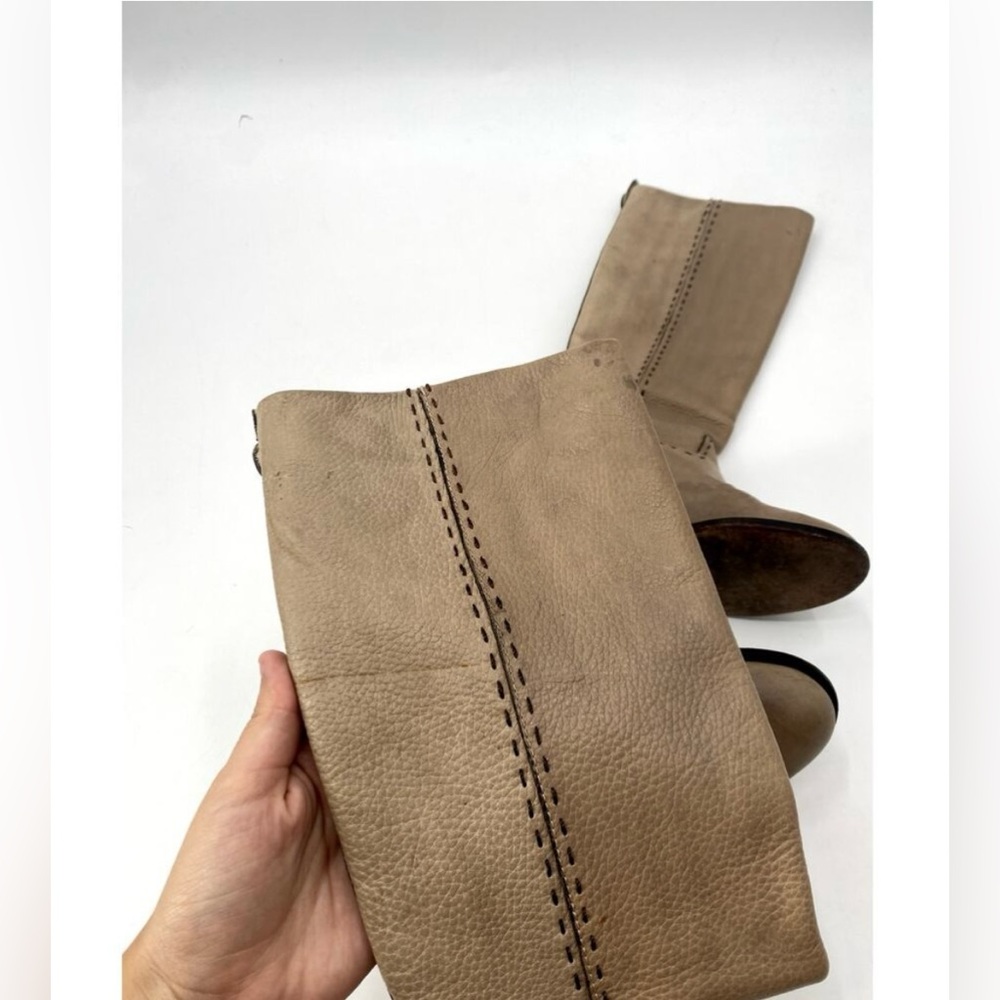 Tory Burch Cream Tan Stitch Knee High Calf Boots - Picture 6 of 6